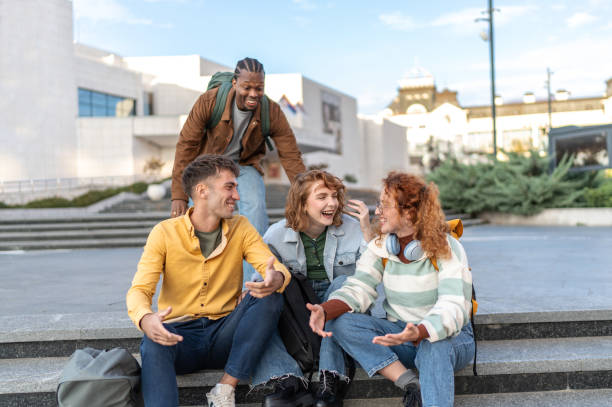 istock Multiracial university students hang out in campus 2203935413