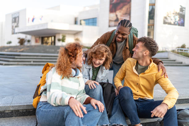 istock Multiracial university students hang out in campus 2203935518