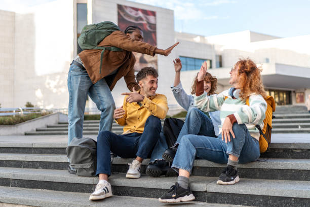 istock Multiracial university students hang out in campus 2203935541