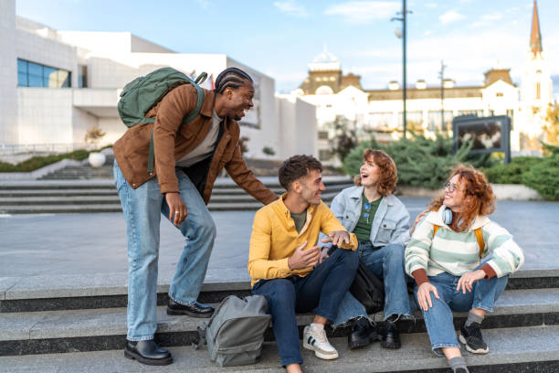 istock Multiracial university students hang out in campus 2203935558