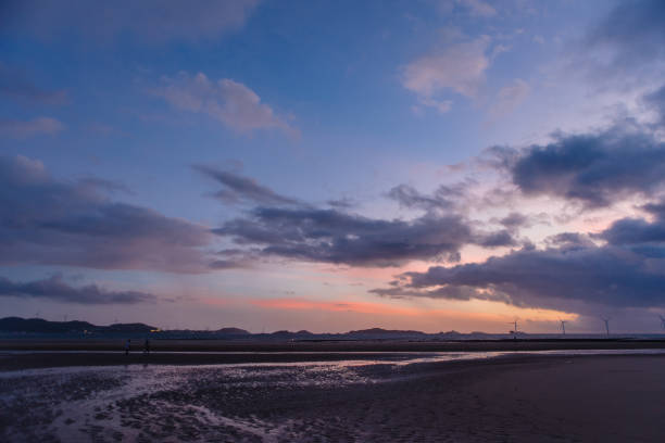 Sunrise scenery and romantic cloud scenery at Pingtan Beach, Fujian Province
