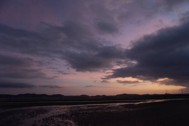 Sunrise scenery and romantic cloud scenery at Pingtan Beach, Fujian Province