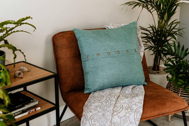 istock Modern cozy living space with stylish blue accent decor 2203940710