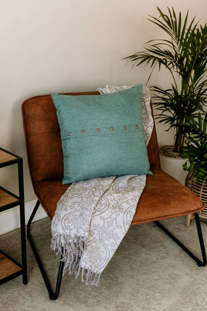 istock Modern cozy living space with stylish blue accent decor 2203940733