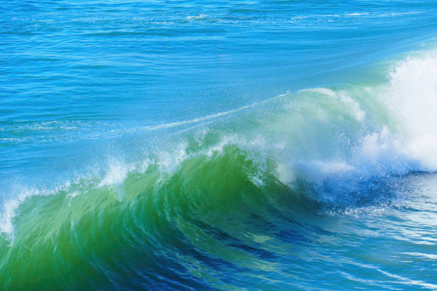 Effervescent waves crashing with vigor against the shore, illustrating the captivating power of the ocean.