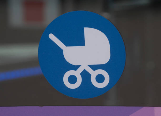a mother with her child and baby stroller, maternity leave