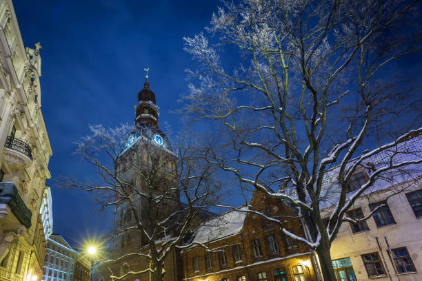 istock Dome Church at night in Riga, Latvia 2203943606