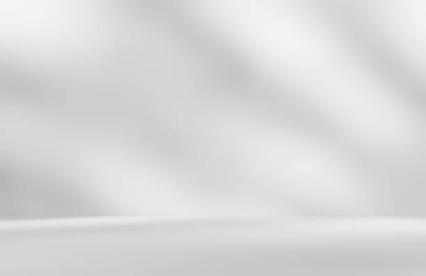 istock Empty white room studio with leaves shadow overlay effect for product presentation display. 2203960359