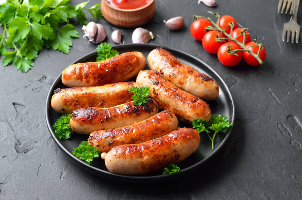 istock Barbecue sausage on plate 2203962749