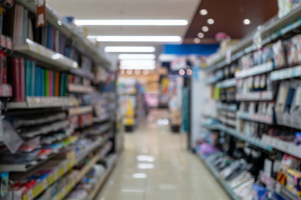 istock Everyday Scenery - Supermarket Shelves Captured in Soft Focus 2203972862
