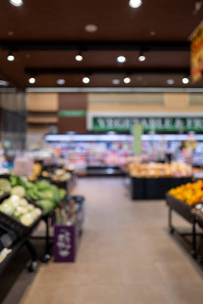 istock Everyday Scenery - Supermarket Shelves Captured in Soft Focus 2203973002