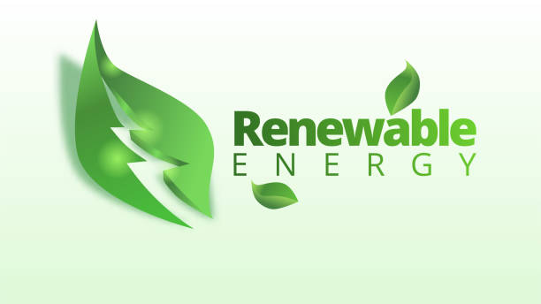 istock Renewable Energy concept. abstact green leaf with power logo.  green manufacturing template scren size vector illustration 2203984403