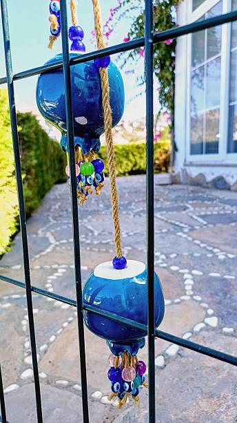 Decorative wall ornament. blue beaded ornament