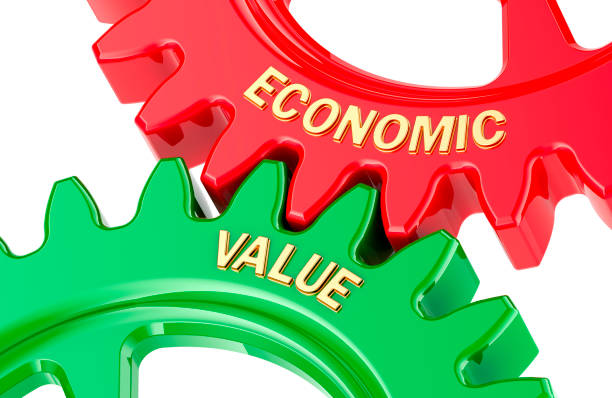 istock Economic Value concept, with colored gearwheels. 3D rendering 2203996115