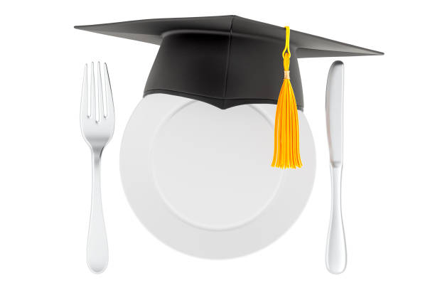 Mortarboard on golden crown backgrounds.