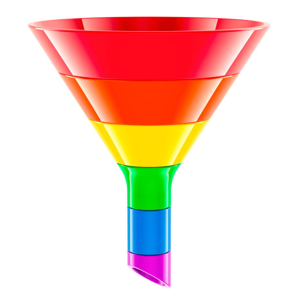 istock Sales funnel or marketing funnel, 3D rendering 2203997257