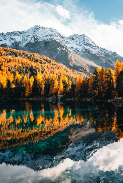 istock Reflection of mountains, lake and forest in autumn 2203998156