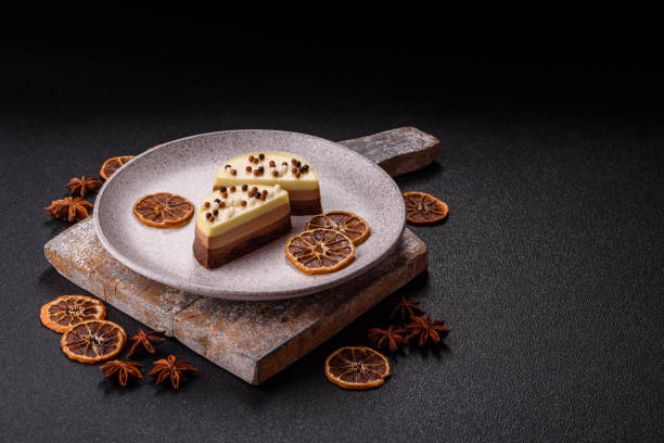 Sweet round tart three chocolates
