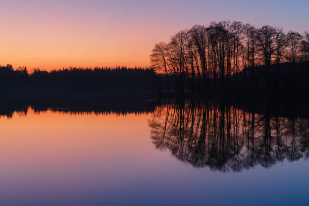 Sunset over Lake Chojno. Photo taken in early March.