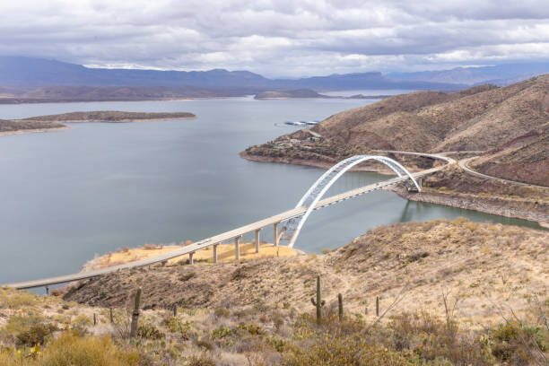 istock Elevated view of bridge and lake 2204003585
