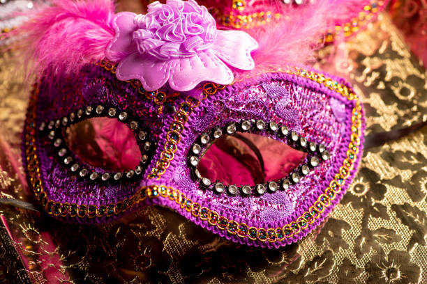 istock Carnival mask, beautiful carnival mask placed on an old metal surface with beautiful embossed ornaments, selective focus. 2204017434