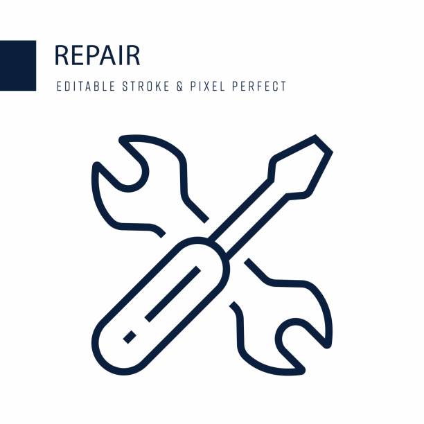 Repair Line Icon. Editable Stroke Vector Icon.