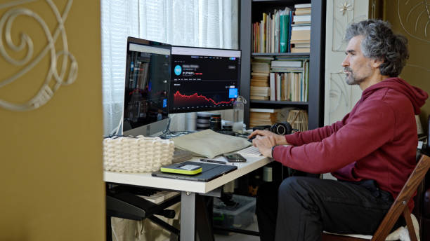 istock Investment Mindset. Man Trading Crypto Using AI Tools. Stocks 2204036860