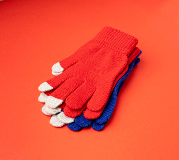 istock Winter Gloves, Touchscreen Wool Glove, Touch Screen Knitted Mittens, Warm Red Gloves on Red 2204048185