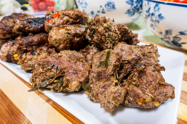 Roasted chunks of succulent Beef and Lamb meat marinated with herbs and spices
