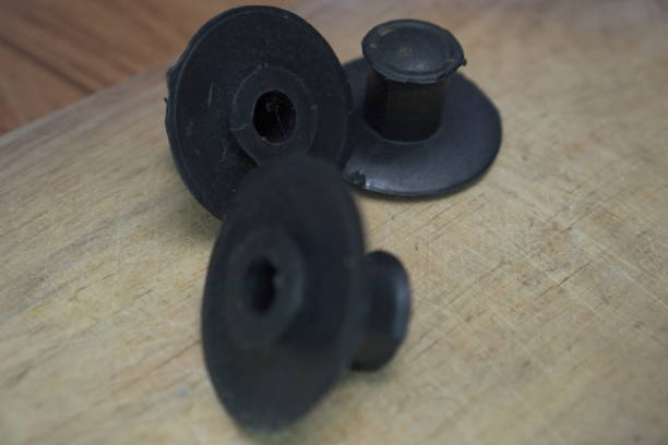 istock Close up of black rubber plugs 2204050077