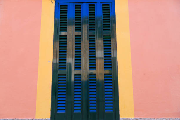 Europe, Spain, Balearic Islands, Mallorca.Shuttered Windows.