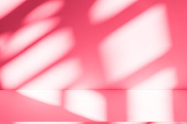 istock Wall interior background, studio, and backdrops show products. with shadow from window color white and pink light. background for text insertion and presentation of product 2204054985