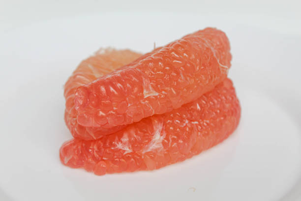 One Grapefruit isolated on a white background.High angle view, Studio shot: