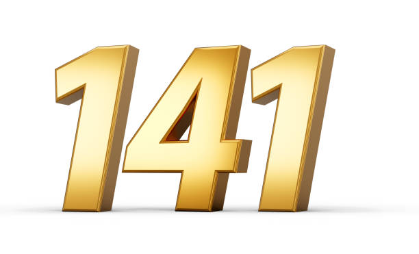 istock 3d number 141 one hundred thirty forty one Gold text isolated on white background with reflection 3d illustration 2204064949