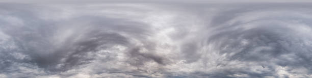 istock Dark moody rain clouds in dramatic overcast sky. Seamless 360 HDR spherical panorama. Full zenith or sky dome in 3D environment, sky replacement for aerial drone panoramas. Climate and weather change. 2204068117