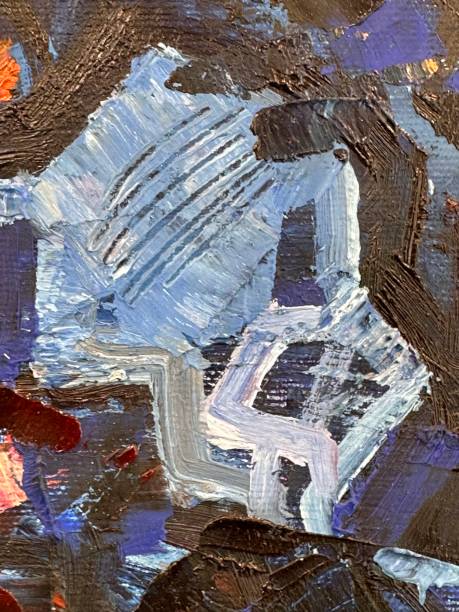 istock Abstract painting with texture, blue-black-white scale and dynamic brushstrokes. 2204075015