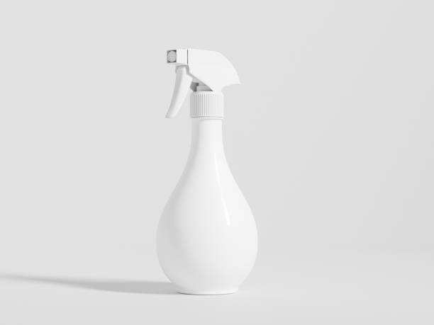 istock Trigger spray bottle mockup, white plastic sprayer packaging, rounded bottle with foggy sprayer head packaging, elegant waterdrop-shape atomizer bottle, 500 ml water mist dispensor mockup 2204086915