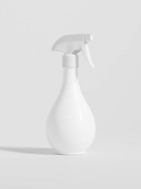 istock Trigger spray bottle mockup, white plastic sprayer packaging, rounded bottle with foggy sprayer head packaging, elegant waterdrop-shape atomizer bottle, 500 ml water mist dispensor mockup 2204086959