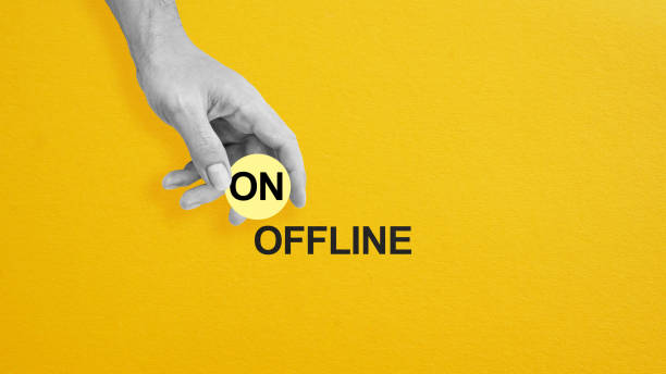 istock Choose between online and offline. Offline to online switch 2204093019