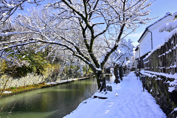 istock Snow-covered Hachimanbori moat in Omihachiman, Shiga Prefecture 2204097939