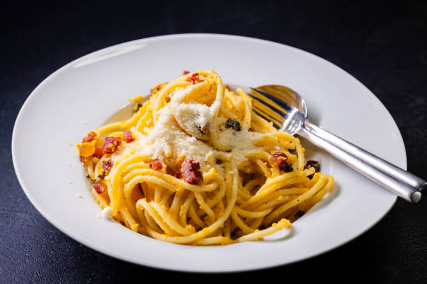 istock close up of spaghetti carbonara in white bowl 2204106379