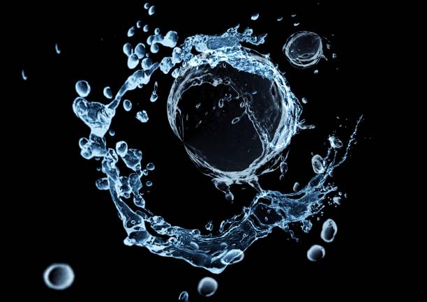 istock 3d illustration of abstract blue water splashes on black background 2204106587