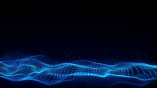 istock Dark cyberspace in digital background. Abstract technology wave with motion glowing dots and lines. Connection big data. Futuristic wireframe texture. Analysis a network connection. 3D rendering. 2204107342