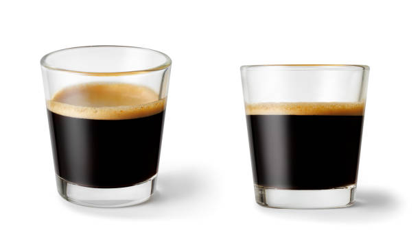 Two glass espresso coffee isolated on white background with clipping path