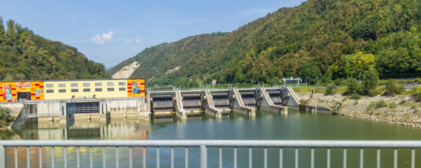 istock Water barrier in Slovenian Sava river 2204117188