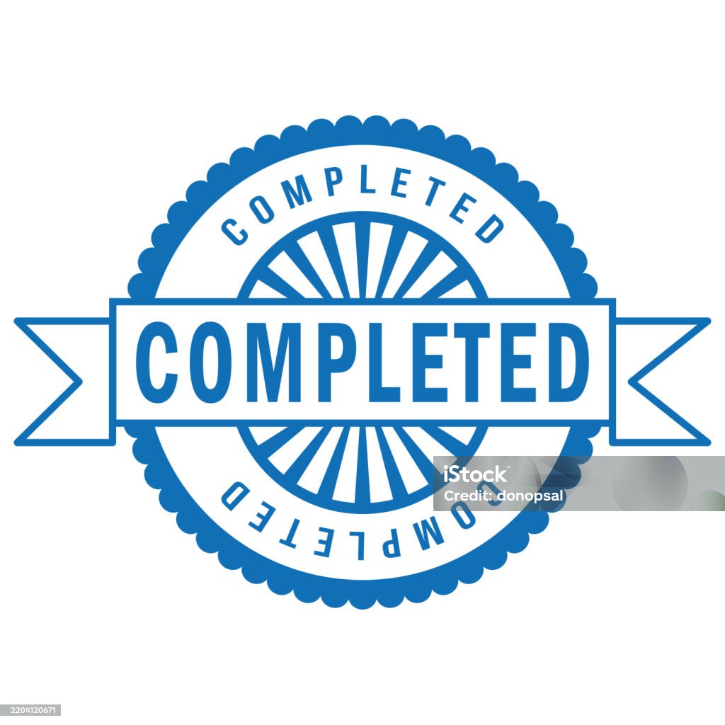 Completed Graphics Style Completed Rubber Stamp Flat Education Label Minimalist Design For ...