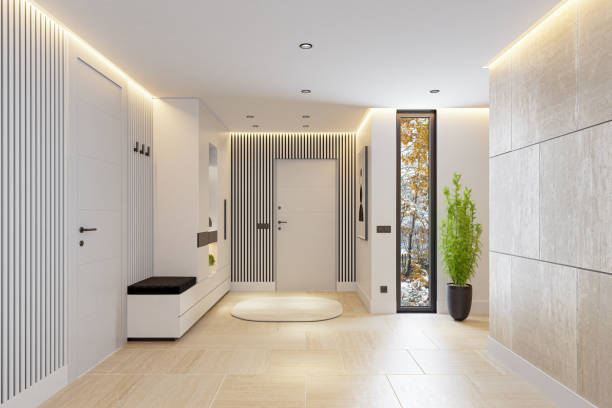 istock Modern and Bright White Entrance Apartment with Modern and Fresh Design Elements 2204129397