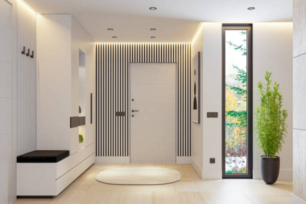 istock Modern and Bright White Entrance Apartment with Modern and Fresh Design Elements 2204129407