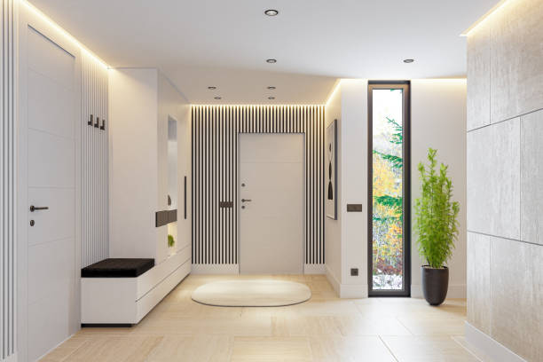 istock Modern and Bright White Entrance Apartment with Modern and Fresh Design Elements 2204129431