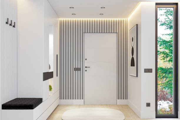 istock Modern and Bright White Entrance Apartment with Modern and Fresh Design Elements 2204129561